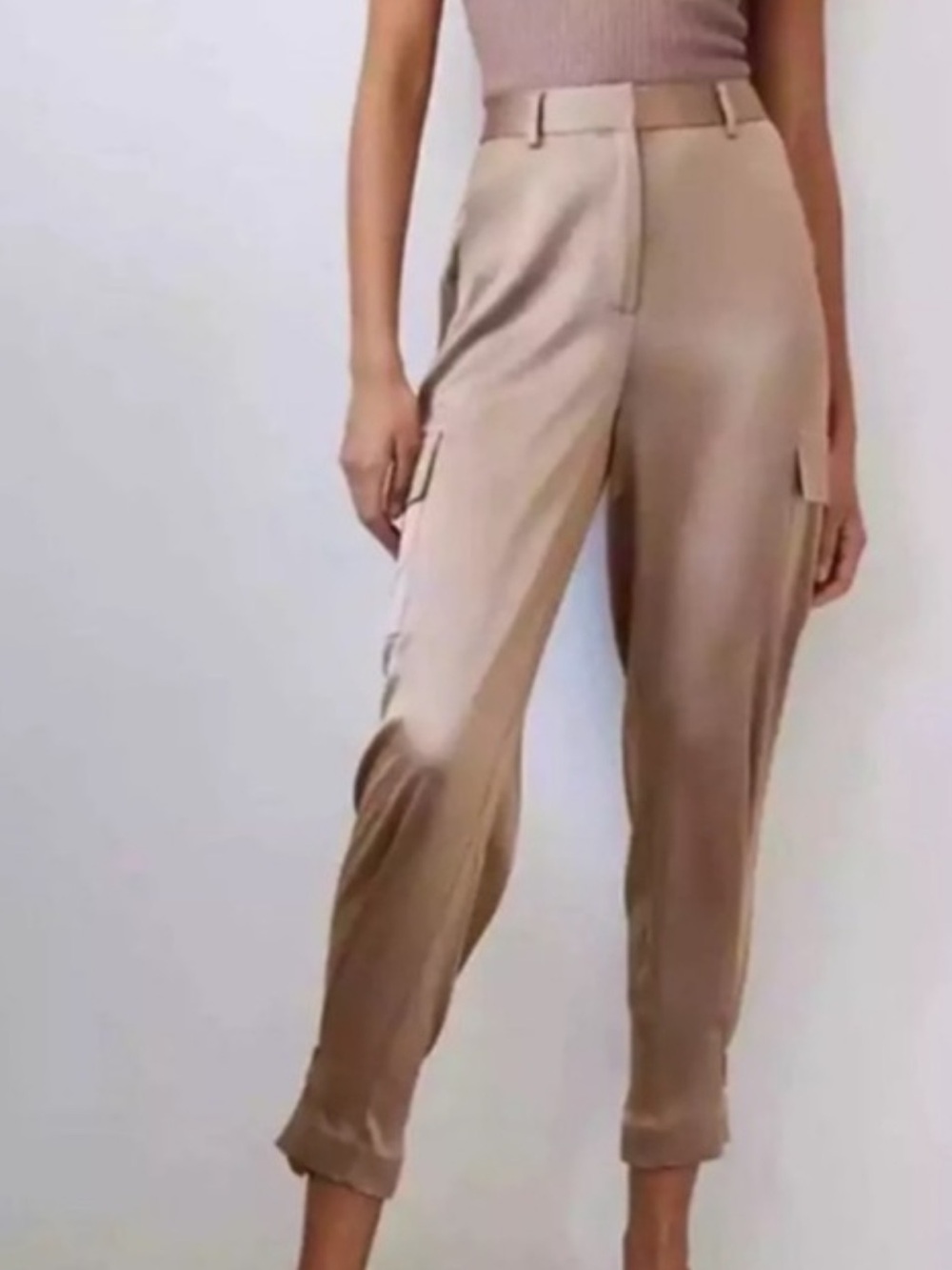 Babaton refined deep Taupe Satin Pants